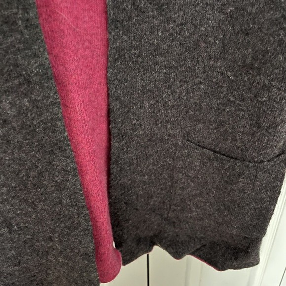 Chiaramente Open Front Hooded Gray/Pink Cardigan Wool Blend Made in Italy Sz M - Picture 5 of 7